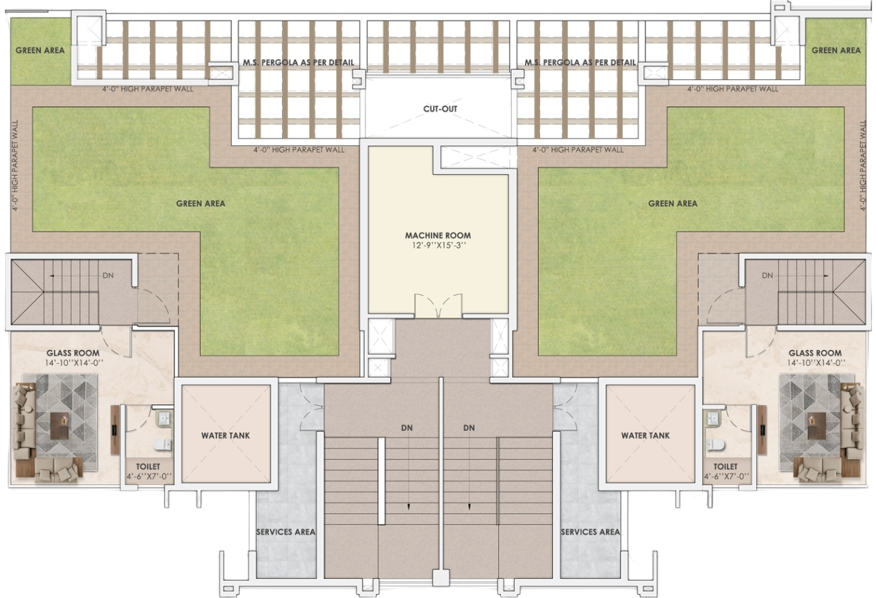 Upper pent house 3 bhk